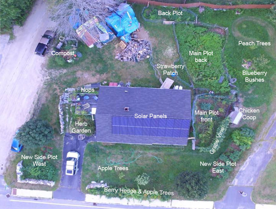 Image of Aerial view of the property with gardens labeled